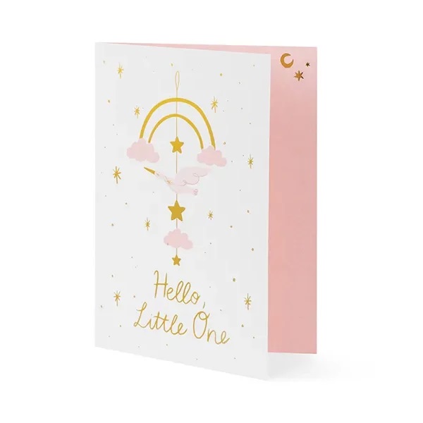 Ευχετήρια κάρτα γέννησης με κρεμαστό διακοσμητικό πελαργό 1 Ευχετήρια κάρτα γέννησης με κρεμαστό διακοσμητικό πελαργό