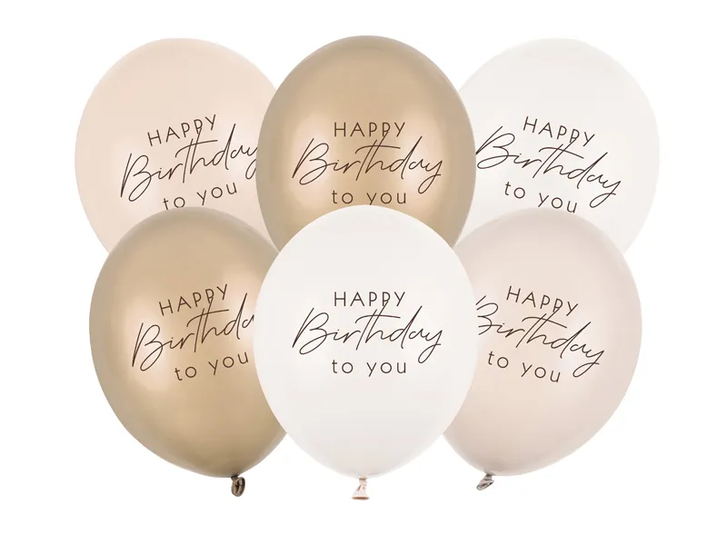 Μπαλόνι με εκτύπωση "Happy Birthday" σε off white και γήινες αποχρώσεις 1 Μπαλόνι με εκτύπωση "Happy Birthday" σε off white και γήινες αποχρώσεις